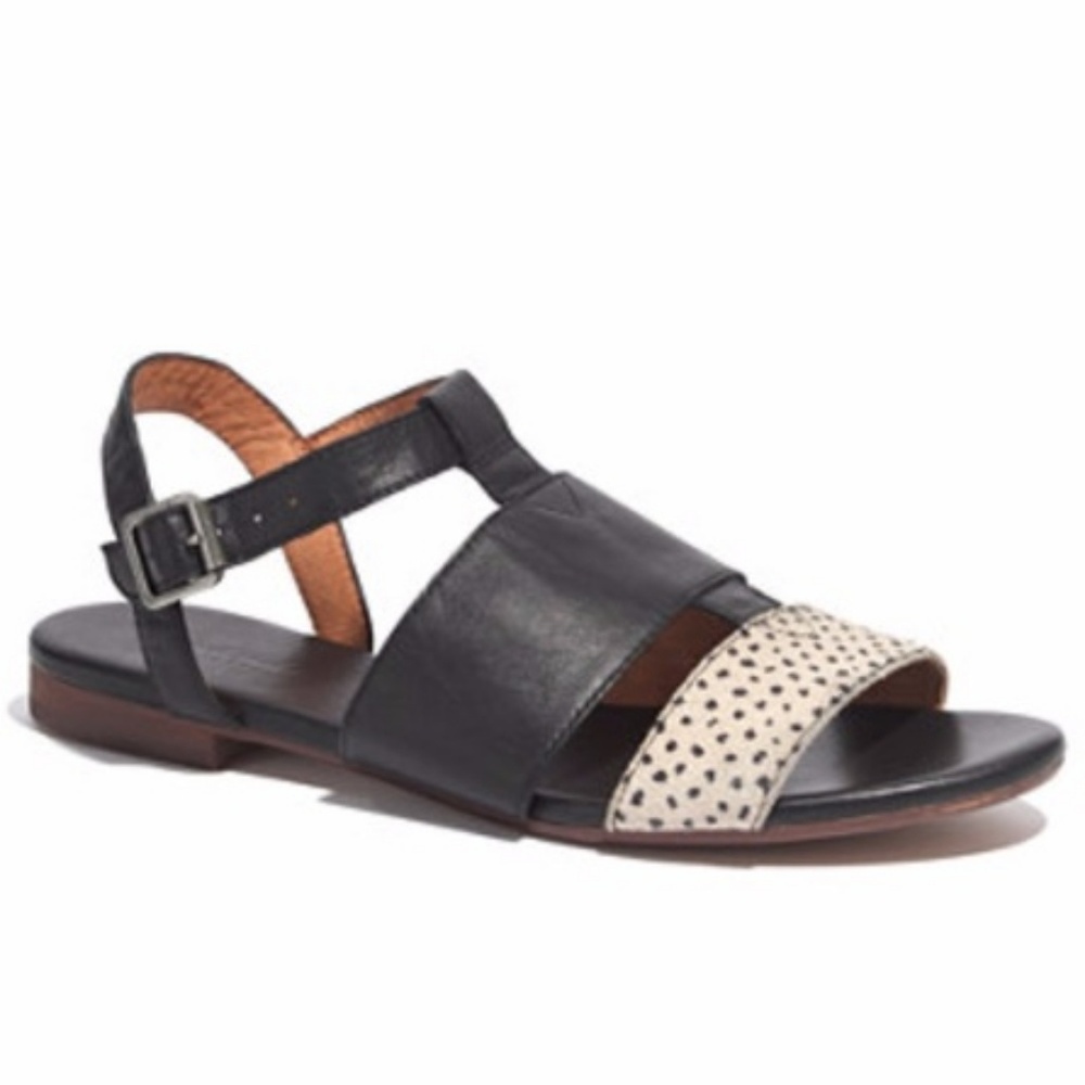 Madewell Danny Polka Dot Black Leather Sandals